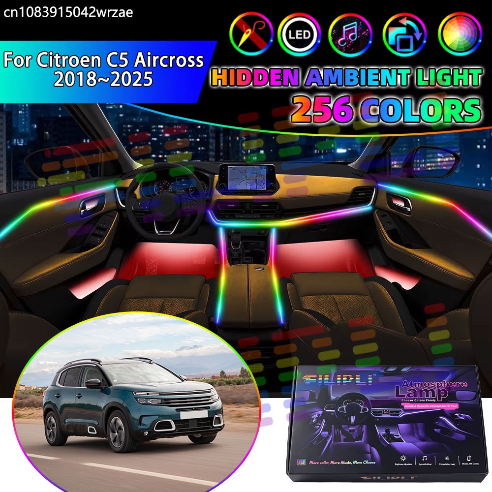 For Citroen C5 Aircross 2018~2 - огляд і ціна Led Ambient Interior Car Lights App Control