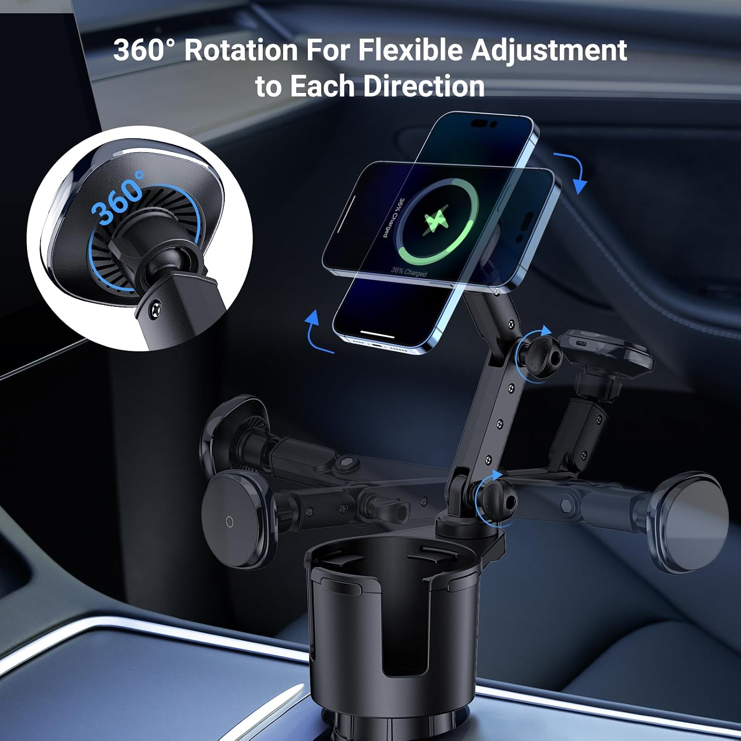 Magnetic Cup Holder Charger, 3 - огляд і ціна Wireless Car Charger Mount Fast Charging